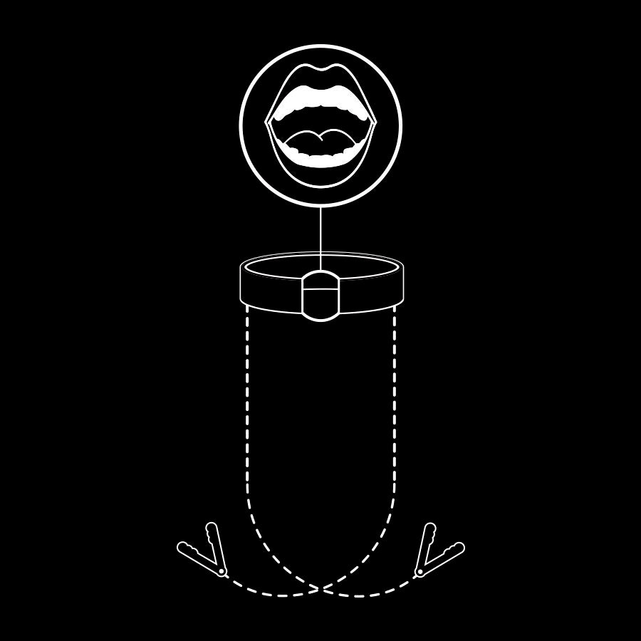 Bâillon Anneau BDSM Cuir Vegan avec Pinces à Tétons sur Chaîne - Fetish Submissive