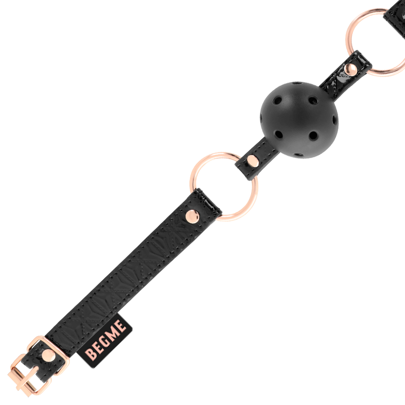 Bâillon BDSM Boule Black Edition Cuir Vegan 4 Trous Aération - Begme