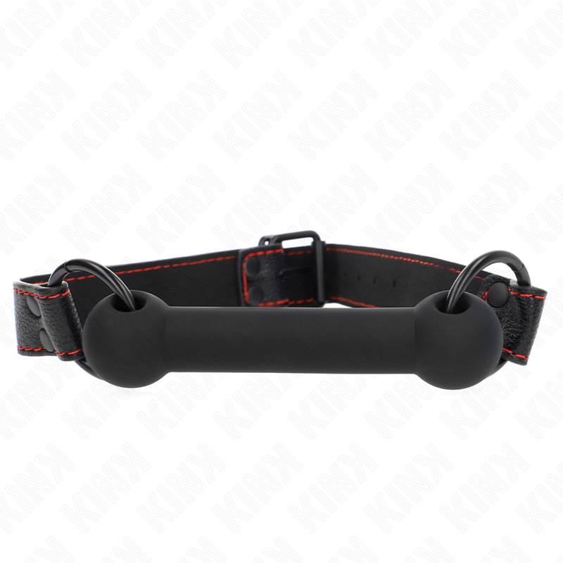 Bâillon BDSM Forme Os Sangle Cuir Ajustable 41-57 cm - Kink