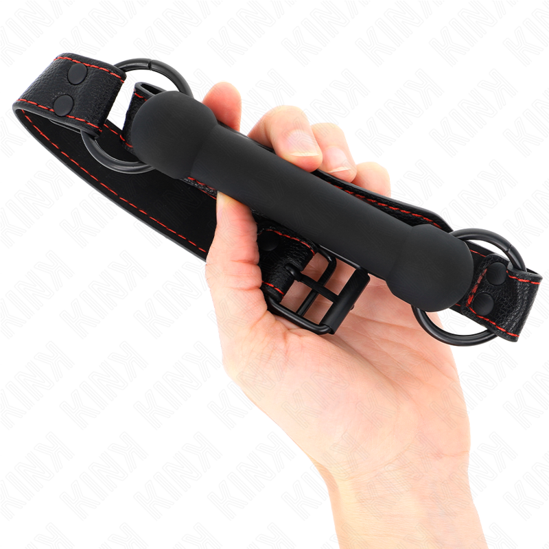 Bâillon BDSM Forme Os Sangle Cuir Ajustable 41-57 cm - Kink