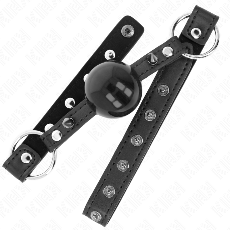 Bâillon Boule BDSM 4 cm Sangle Cuir Rivet Snap Lock Réglable - Kink