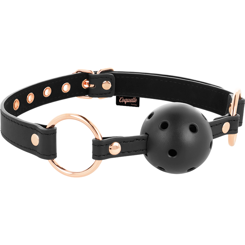 Bâillon à Boule BDSM Respirant Cuir Vegan Réglable - Coquette
