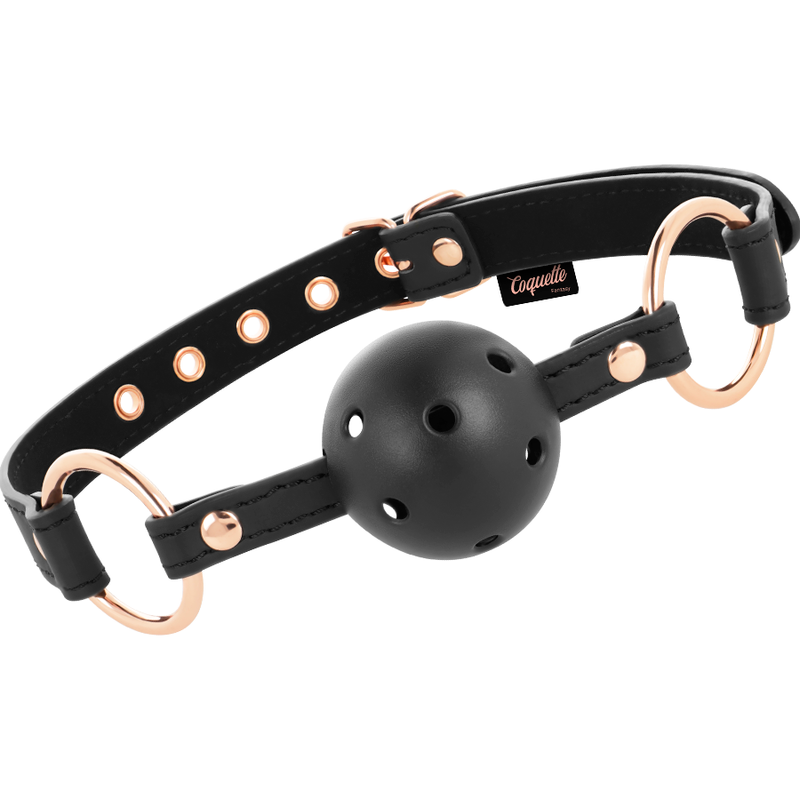 Bâillon à Boule BDSM Respirant Cuir Vegan Réglable - Coquette
