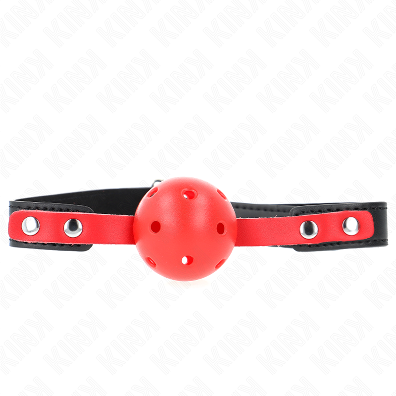 Bâillon Boule Dure Creuse Rouge 4 cm Bracelet Ajustable 37-52 cm - Kink