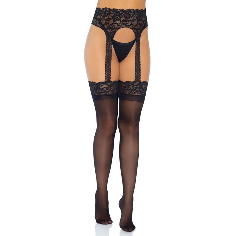 Bas Jarretelles Opaques Dentelle Taille Haute Taille Unique - Leg Avenue