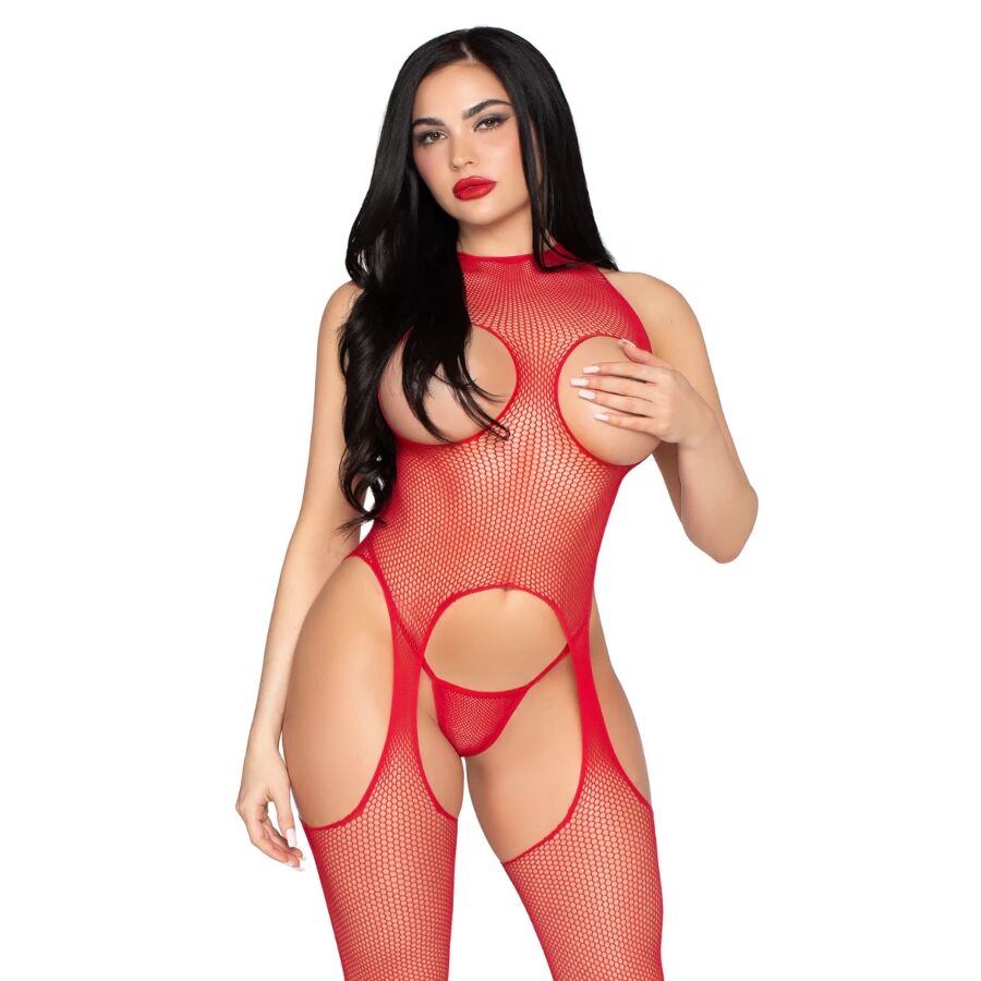 Bodystocking Ouvert à l'Entrejambe Résille Sensuelle Taille Unique - Leg Avenue