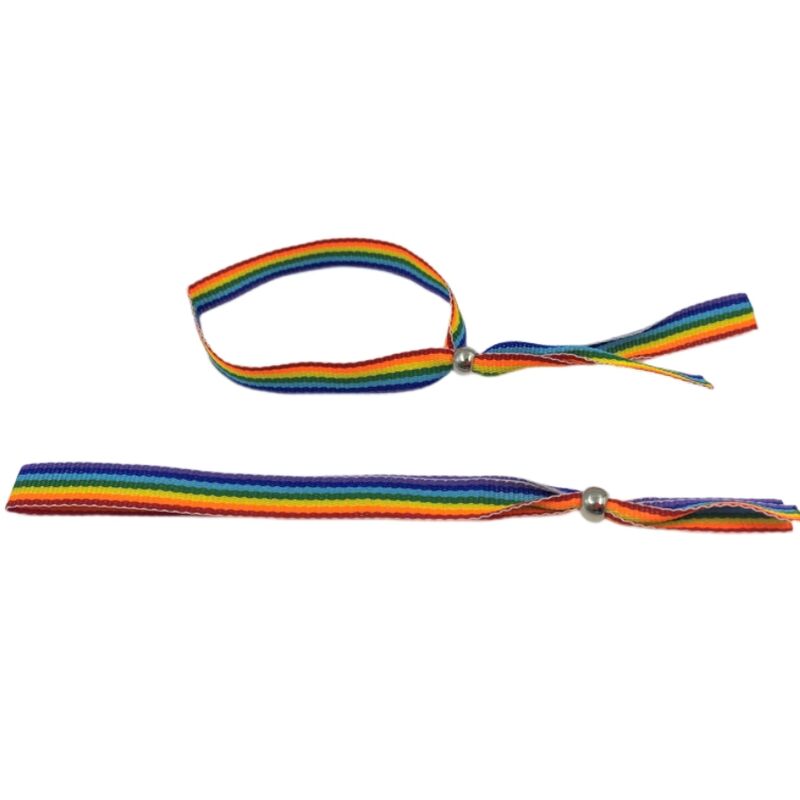 Bracelet Perles Argentées Drapeau Arc-en-Ciel LGBT Pride - Pride