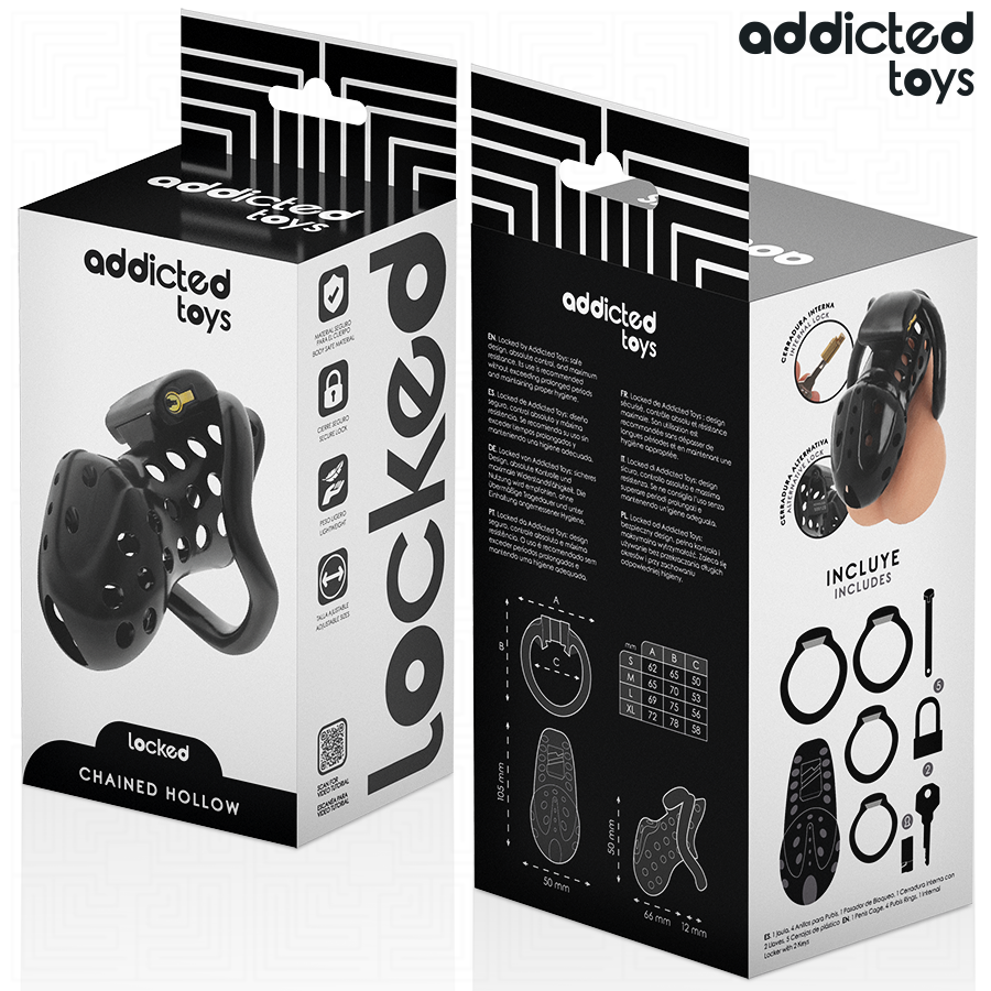 Cage de Chasteté Locked Tunnel 10,5 cm 4 Anneaux Cadenas - Addicted Toys