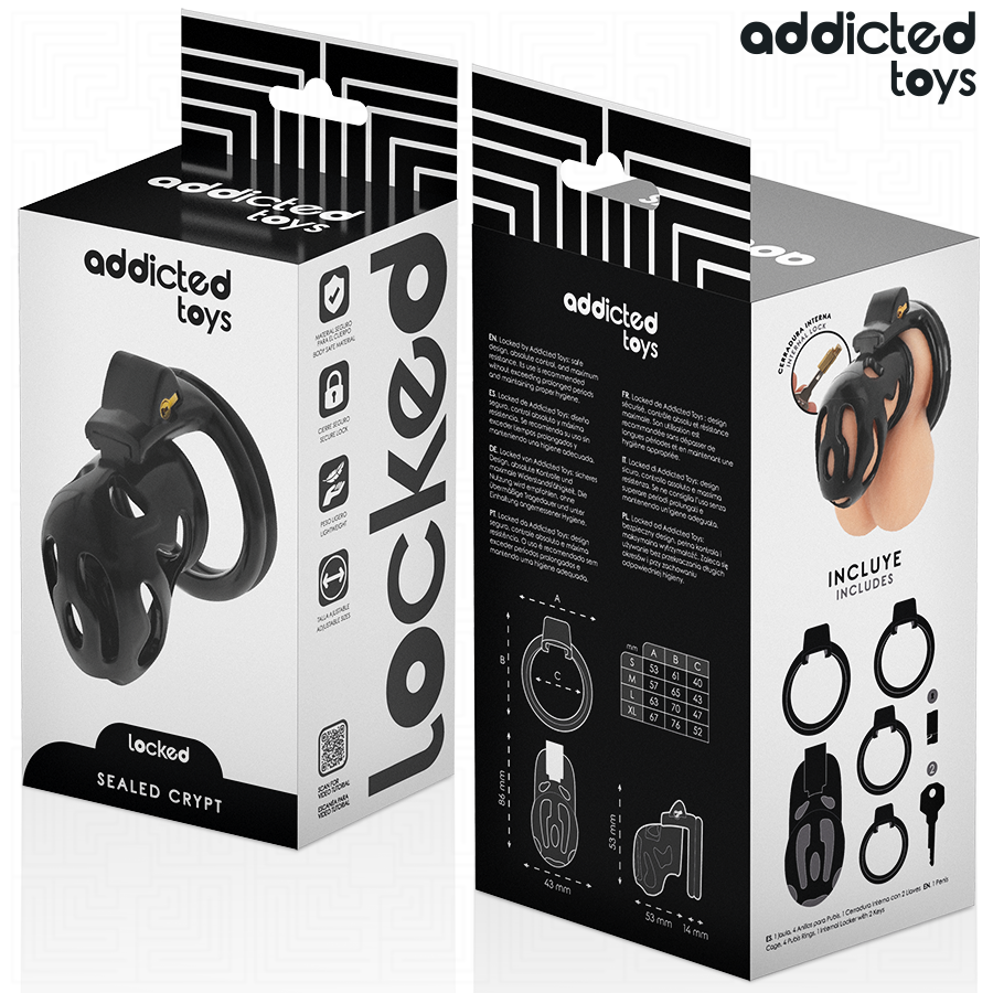 Cage de Chasteté Locked Verrouillable 4 Anneaux Cadenas - Addicted Toys