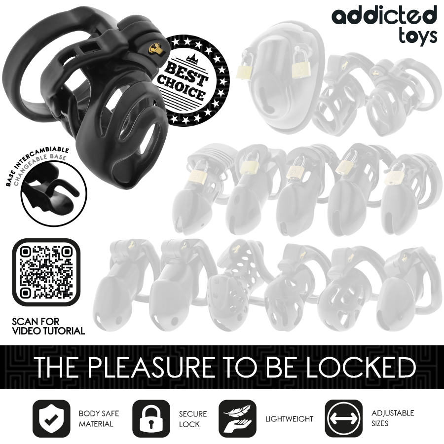 Cage de Chasteté Locked Verrouillable Plug Urétral 4 Anneaux - Addicted Toys