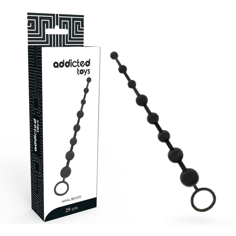 Chapelet Anal Progressif 8 Boules 29 cm Anneau de Retrait - Addicted Toys