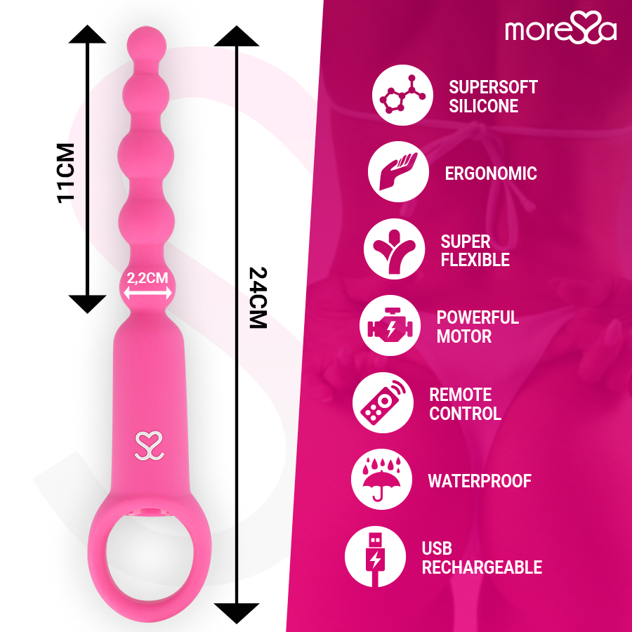 Chapelet Anal Vibrant Ronie 5 Boules Télécommandé Rechargeable - Moressa