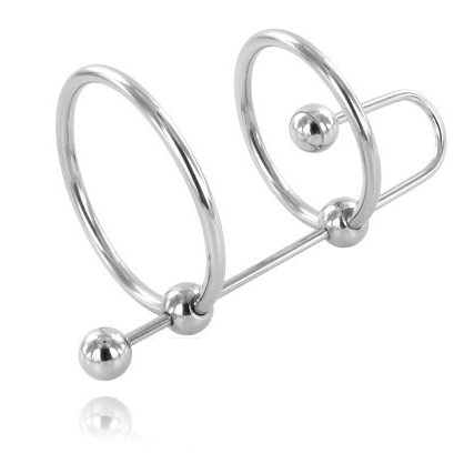 Cockring Acier avec Butée Urétrale 2 Anneaux 28/32 mm - Metal Hard