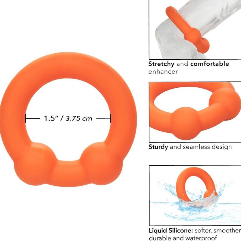 Cockring Alpha Double Boule Silicone Extensible Orange - CalExotics