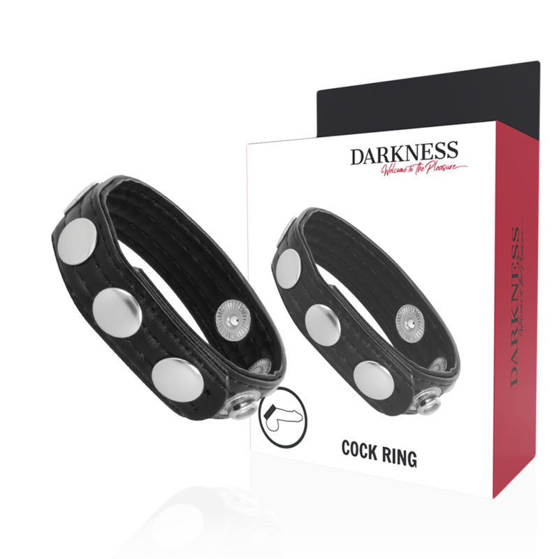 Cockring Cuir Réglable 5 Positions Sangle à Pénis Sans Nickel - Darkness