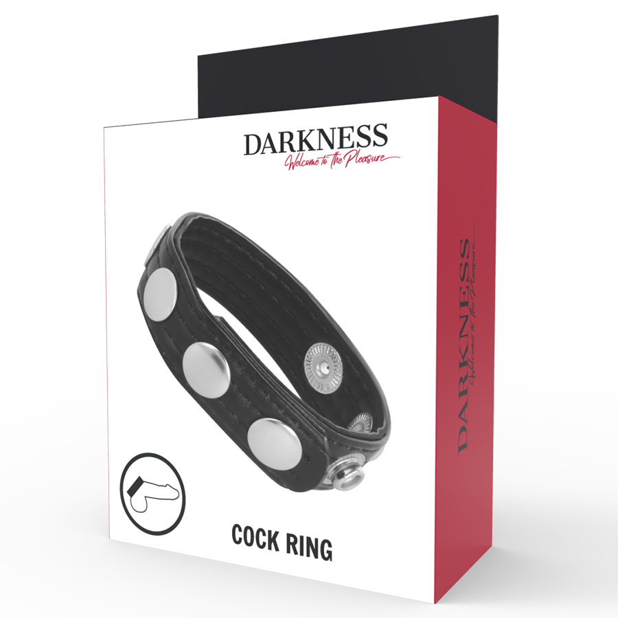 Cockring Cuir Réglable 5 Positions Sangle à Pénis Sans Nickel - Darkness