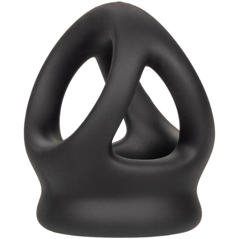 Cockring Double Anneau Alpha Dual Cage Silicone Extensible Noir - CalExotics
