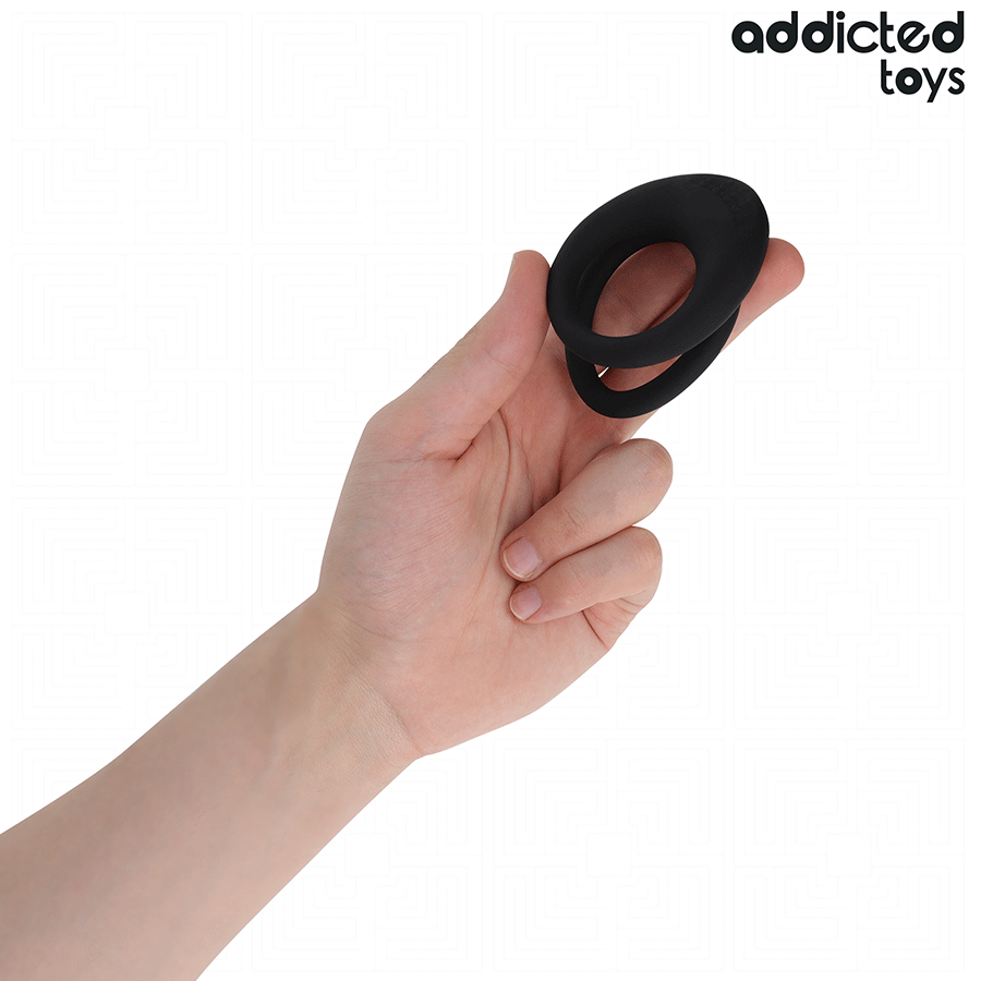 Cockring Double Anneau Texturé Pénis et Testicules - Addicted Toys