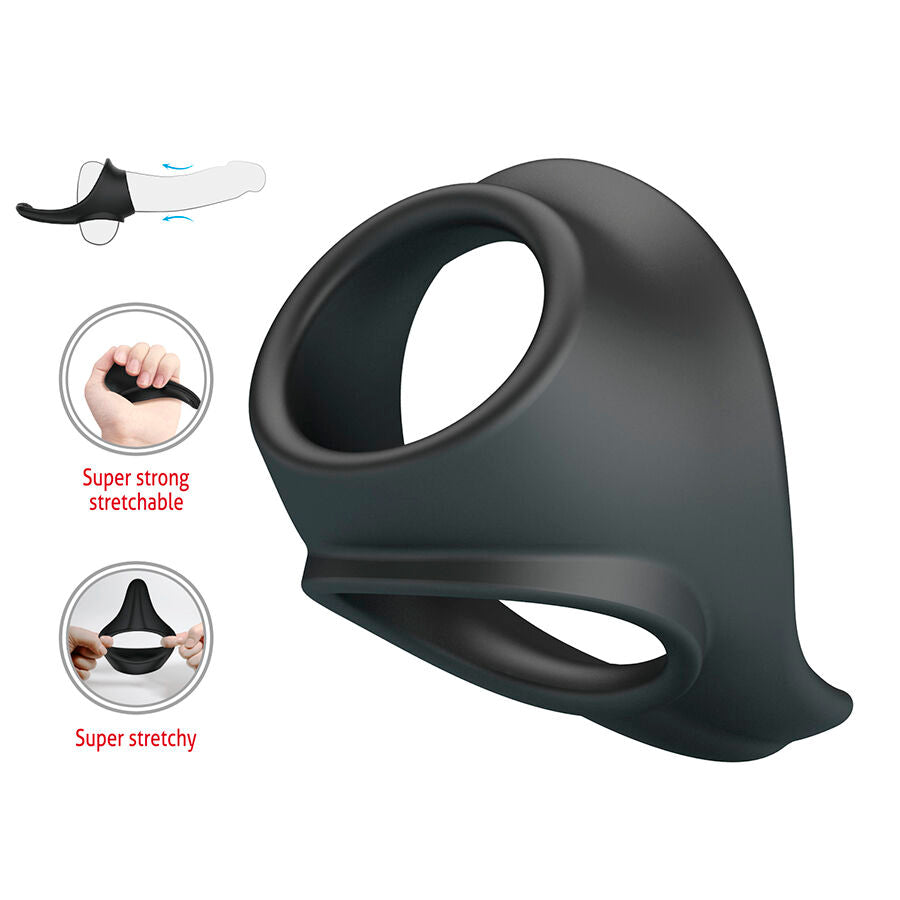 Cockring Ergonomique Zadok Double Anneau Stimulateur Périnéal Silicone - Crazy Bull