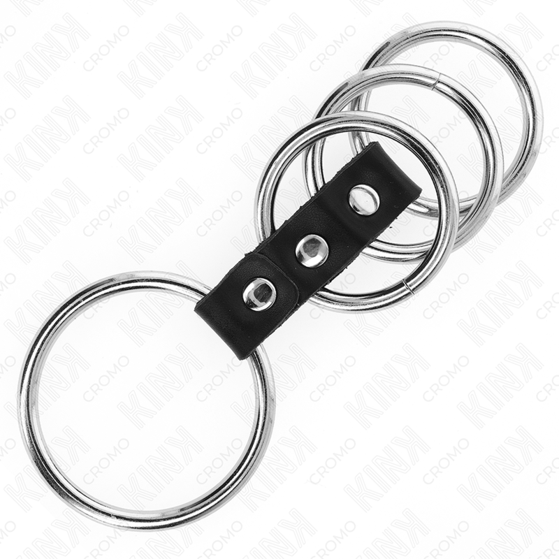 Cockring Métal 4 Anneaux Reliés Cuir 3,7 à 5 cm - Kink
