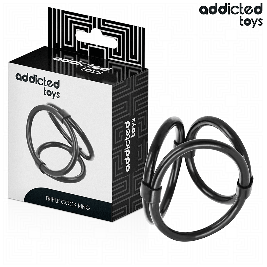 Cockring Triple Anneaux 3 Tailles Souple pour Érection Prolongée - Addicted Toys
