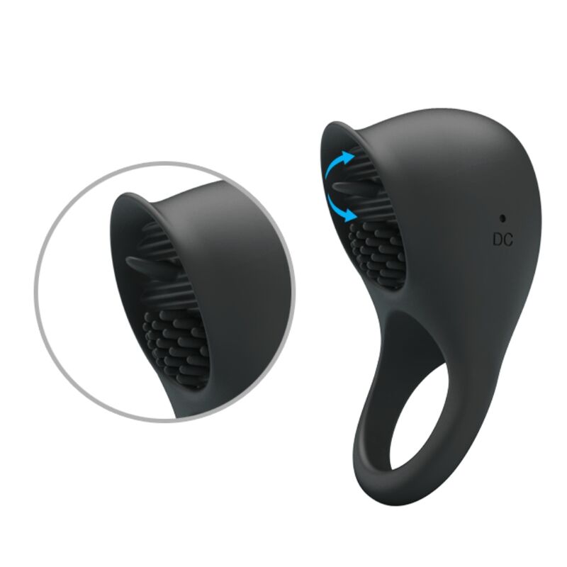 Cockring Vibrant avec Langue Stimulatrice 12 Modes Rechargeable - Pretty Love