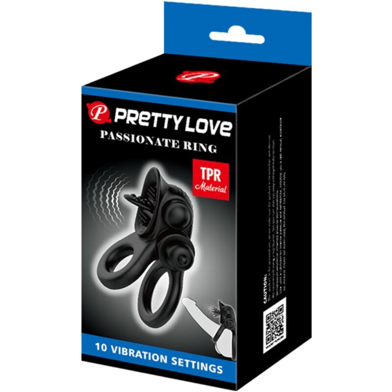 Cockring Vibrant Double Anneau Passionate Ring Langue Clitoridienne 10 Modes - Pretty Love