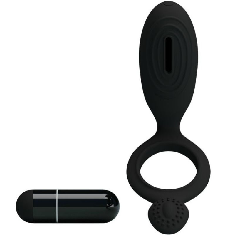 Cockring Vibrant Ethel Silicone Stimulateur Clitoridien Noir - Pretty Love