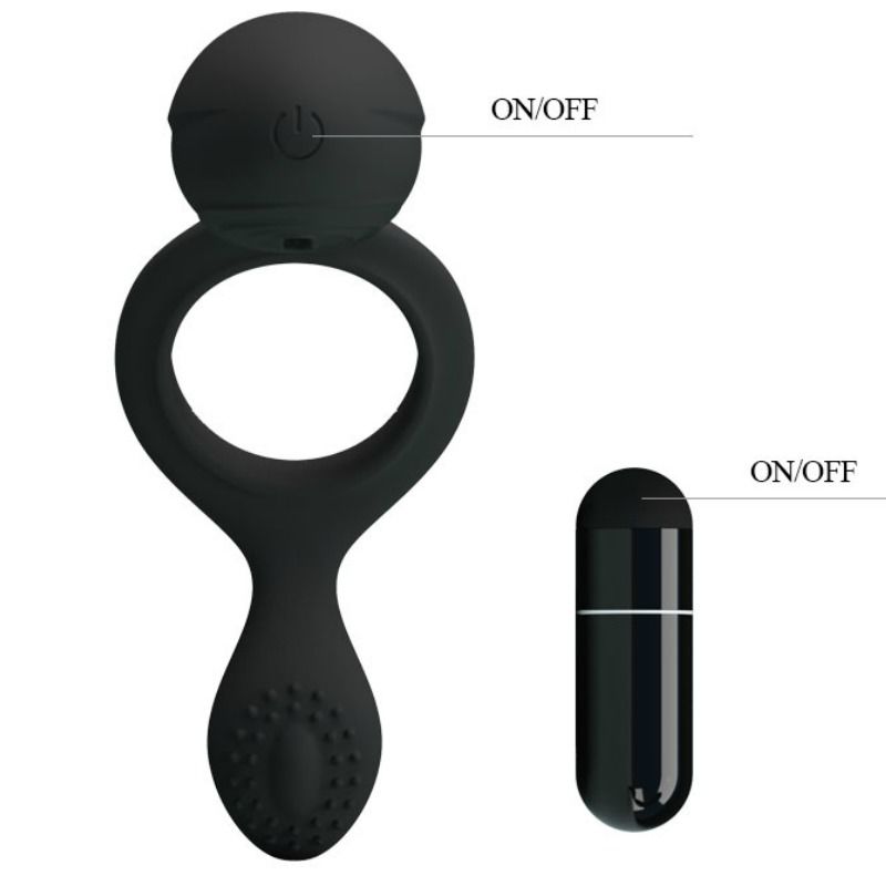 Cockring Vibrant Ethel Silicone Stimulateur Clitoridien Noir - Pretty Love