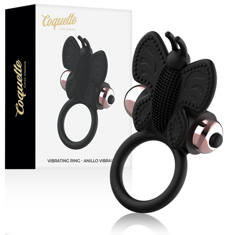Cockring Vibrant Papillon Silicone Doux Submersible IPX6 - Coquette