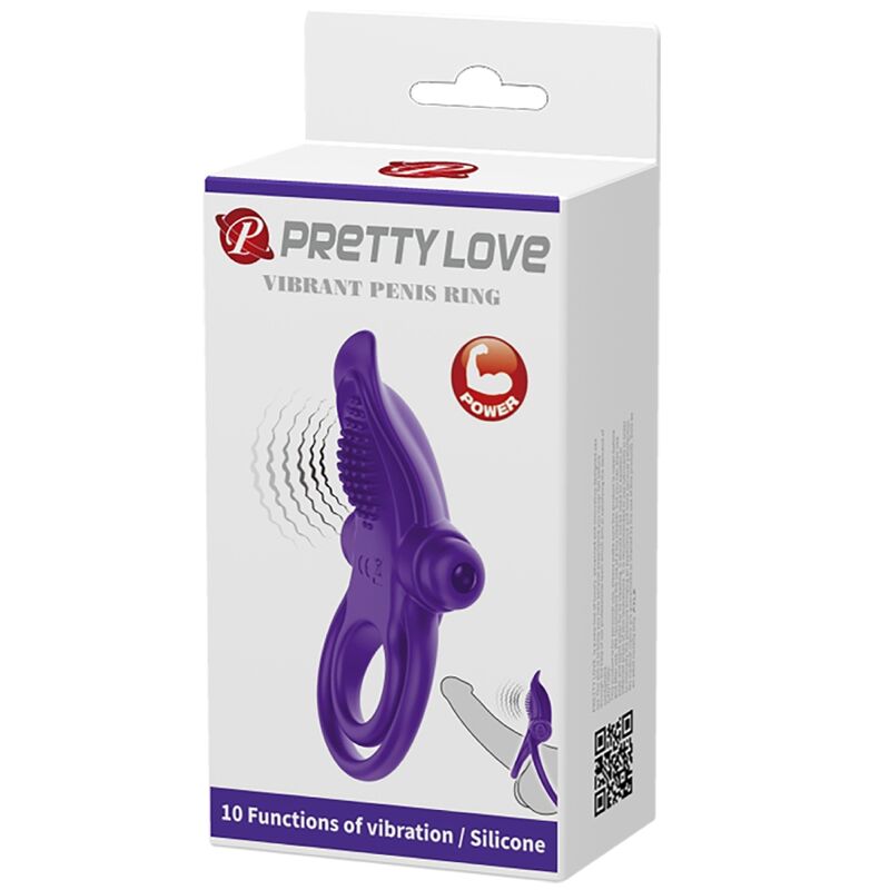 Cockring Vibrant Silicone 10 Modes Rechargeable Violet - Pretty Love