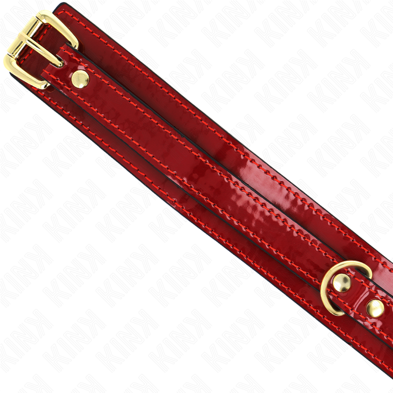 Collier BDSM Ajustable Rouge Vin Détails Dorés Réglable 29-42,5 cm - Kink