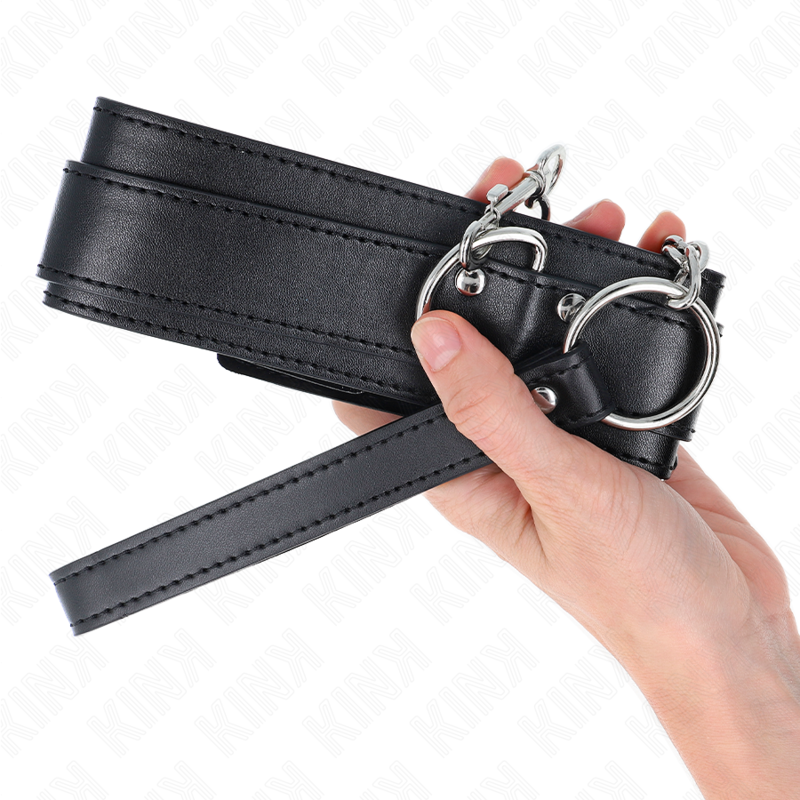 Collier BDSM avec Laisse Boucles Argentées Réglables 33-46 cm - Kink