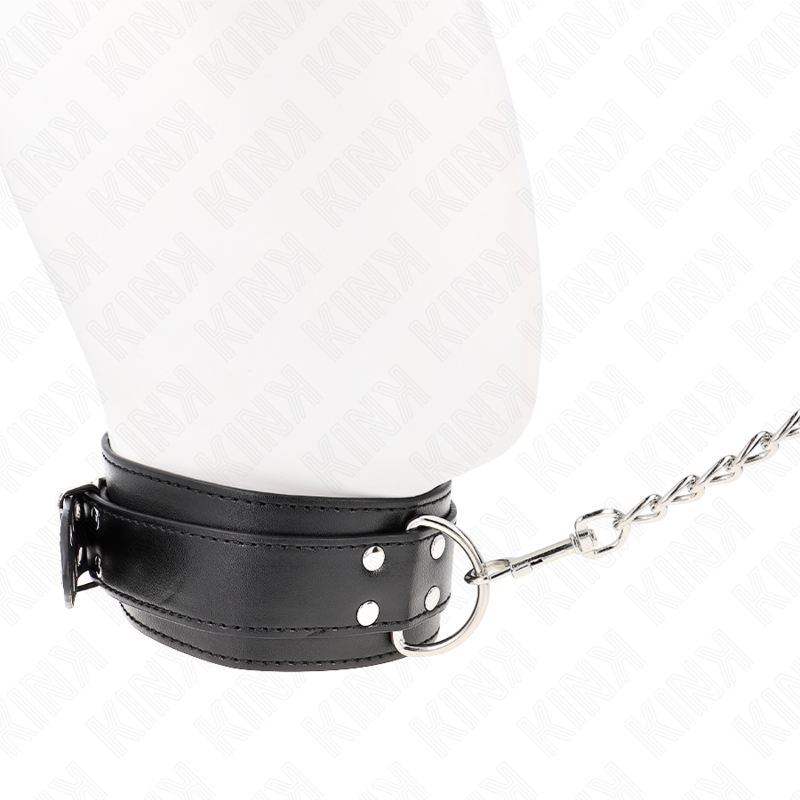 Collier BDSM avec Laisse Boucles Argentées Réglables 33-46 cm - Kink