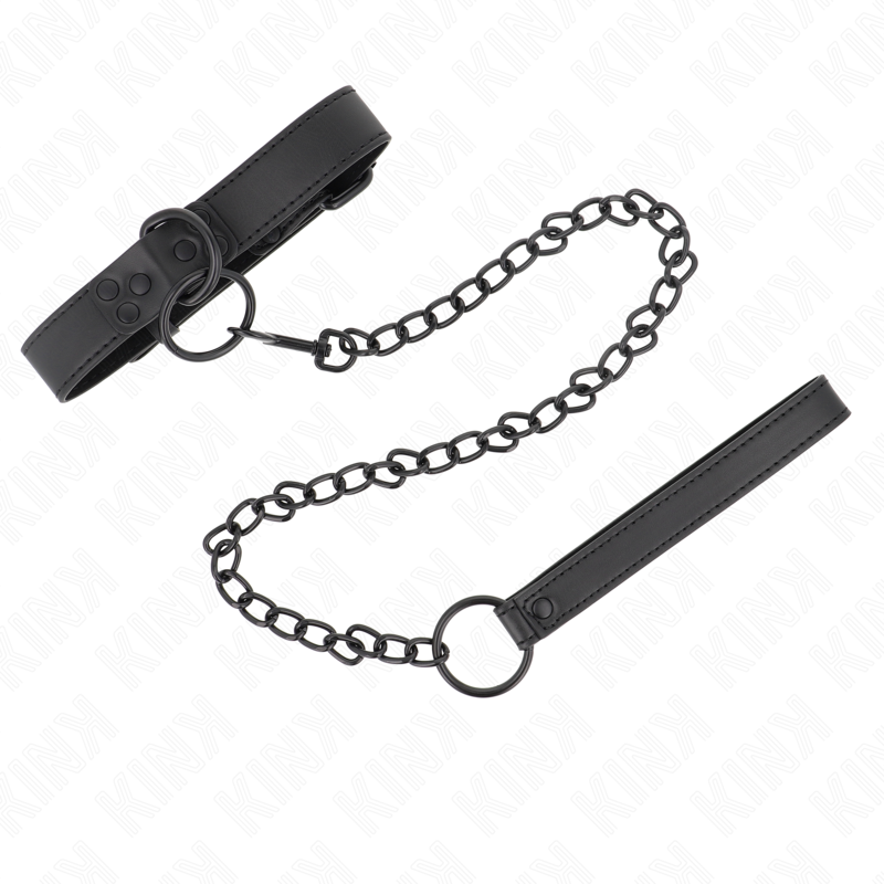 Collier BDSM avec Laisse Cuir Ajustable 37-54 cm Boucle Métal - Kink