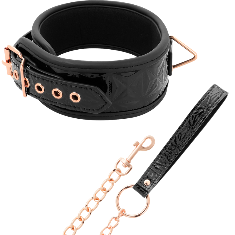 Collier BDSM Cuir Vegan Black Edition Chaîne Métal Sans Nickel - Begme