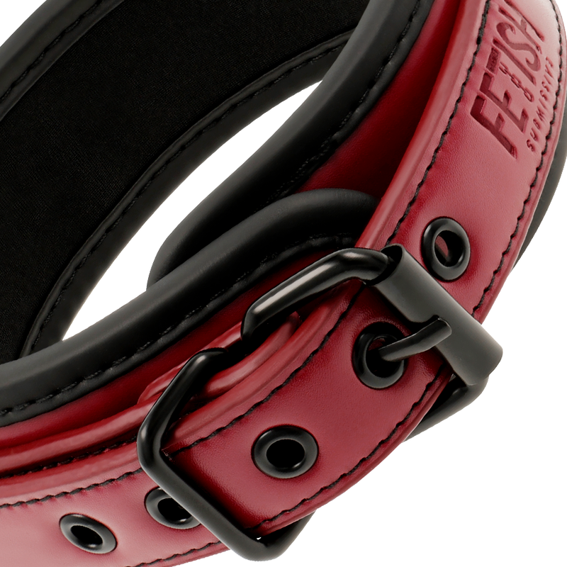 Collier BDSM Dark Room Cuir Vegan Doublure Néoprène Chaîne Métal - Fetish Submissive