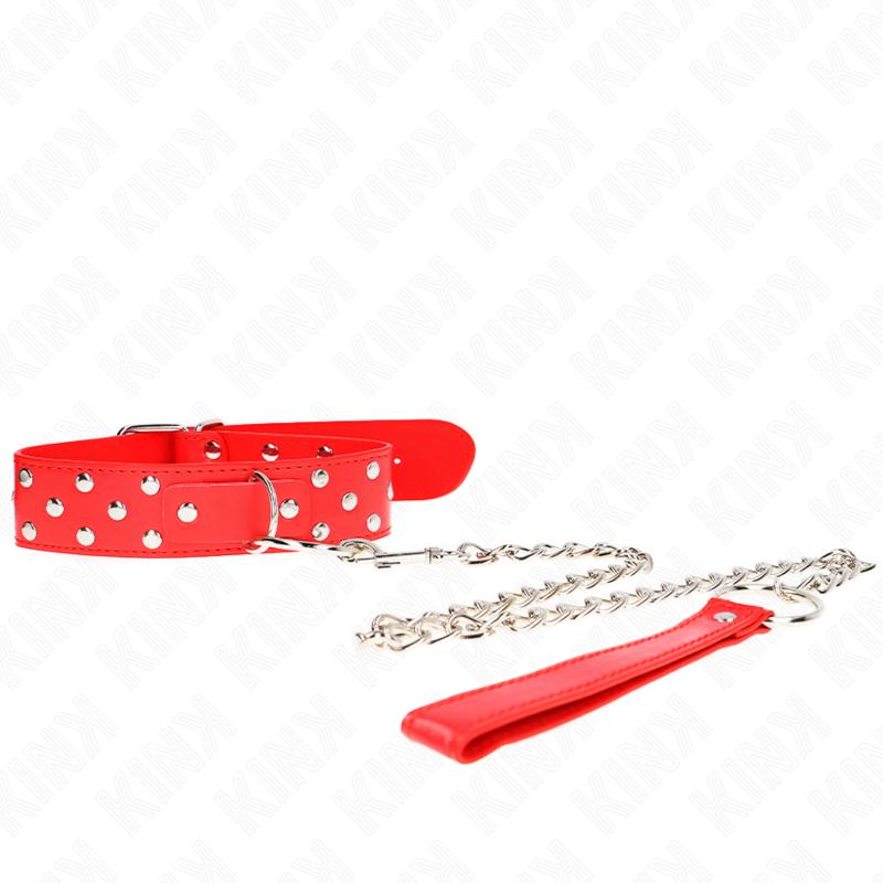 Collier BDSM Rivets Anneau Central Cuir Ajustable 36-50 cm - Kink