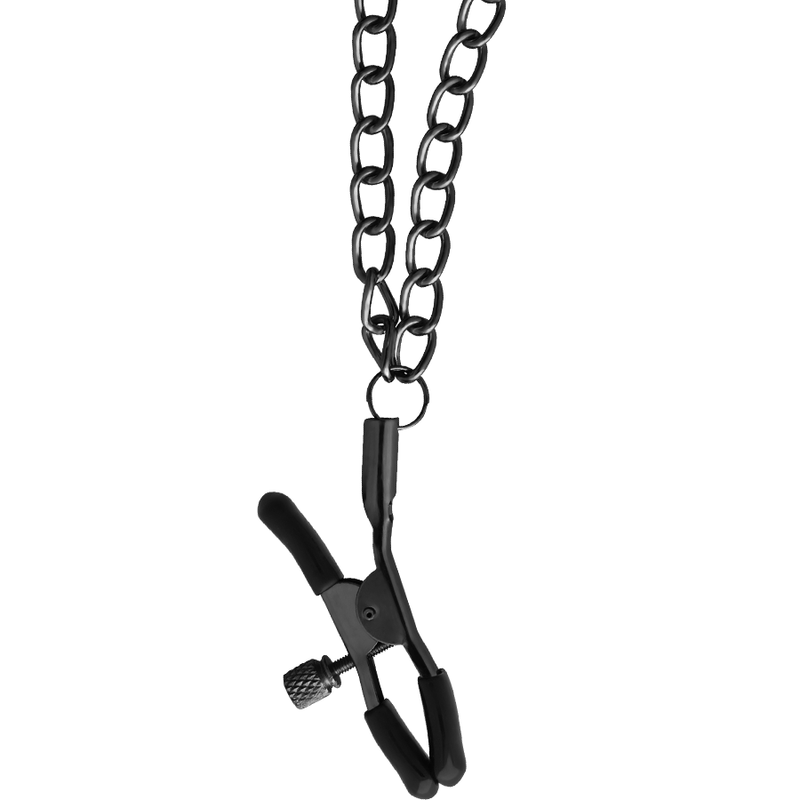 Collier BDSM Rouge avec Pinces à Tétons Doublure Néoprène Réglable - Begme