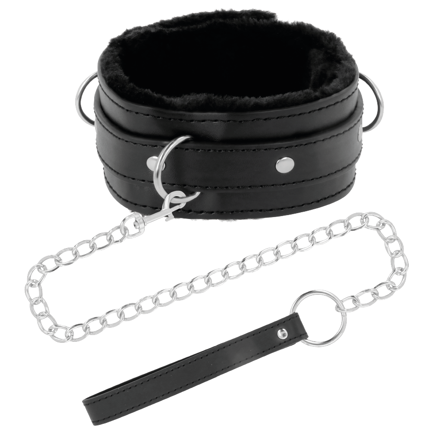 Collier de Posture BDSM Rembourré avec Laisse Cuir Verrouillable - Darkness