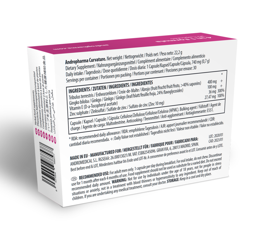 Complément Curvature Courbure de la Verge Cure Naturelle - Andro Medical
