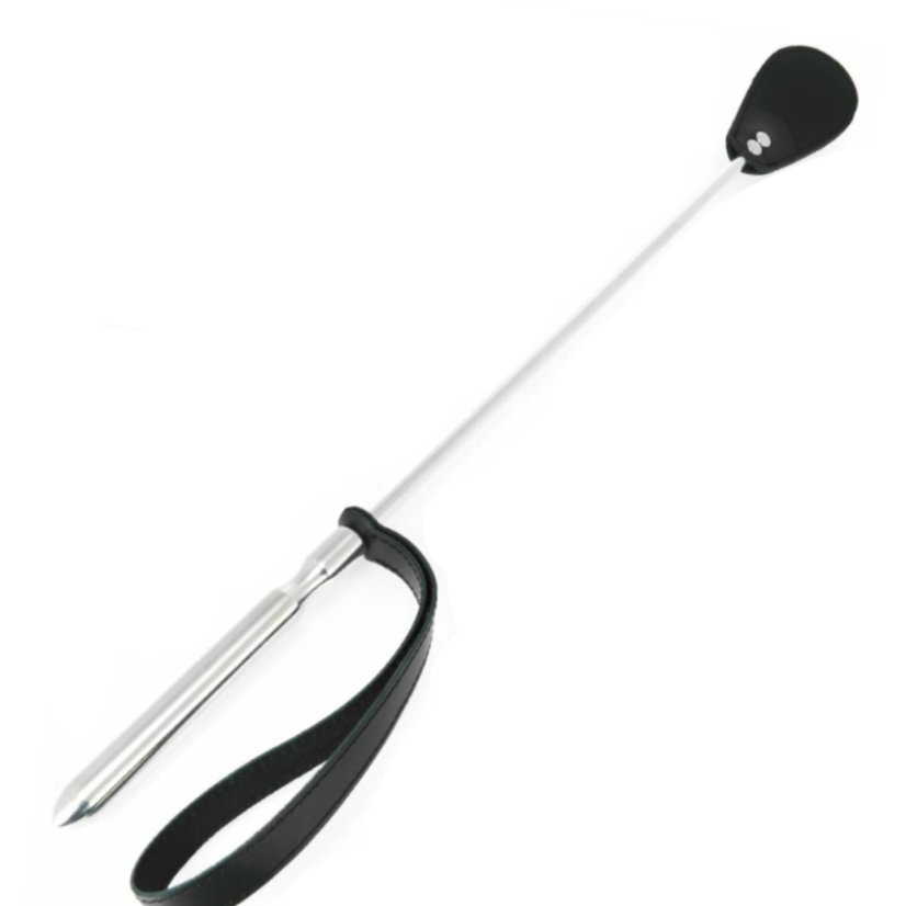 Cravache BDSM Manche Acier Embout Cuir Double Couche 61 cm - Metal Hard