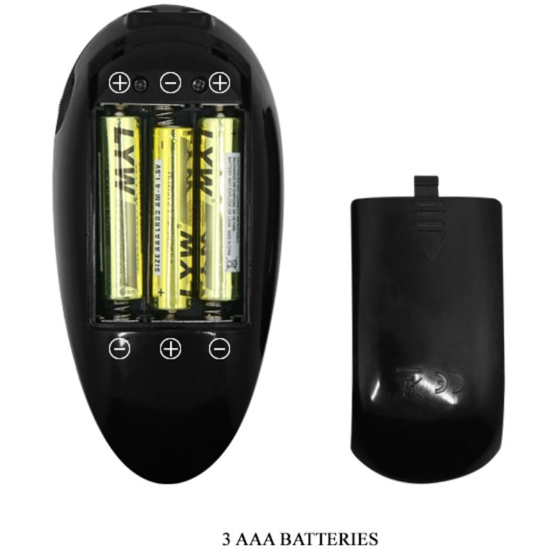 Télécommande du masturbateur fessier Crazy Bull ouverte sur ses trois piles AAA