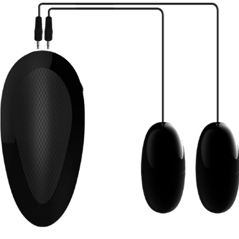 Télécommande filaire et deux œufs vibrants noirs du masturbateur fessier Crazy Bull