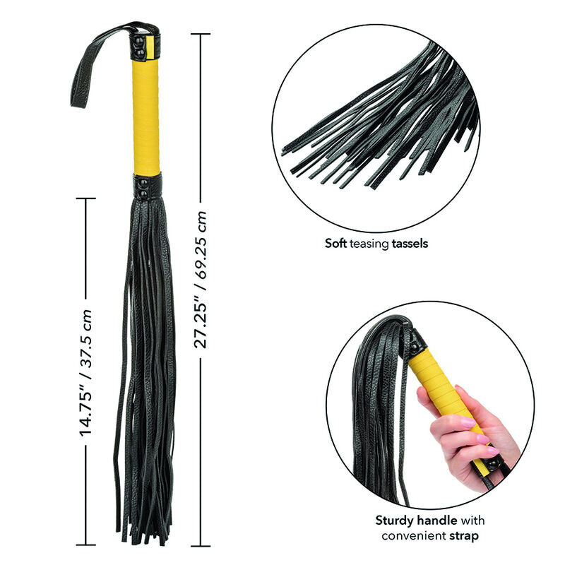 Fouet Flogger BDSM Boundless Cuir Végétalien Poignée Texturée - CalExotics