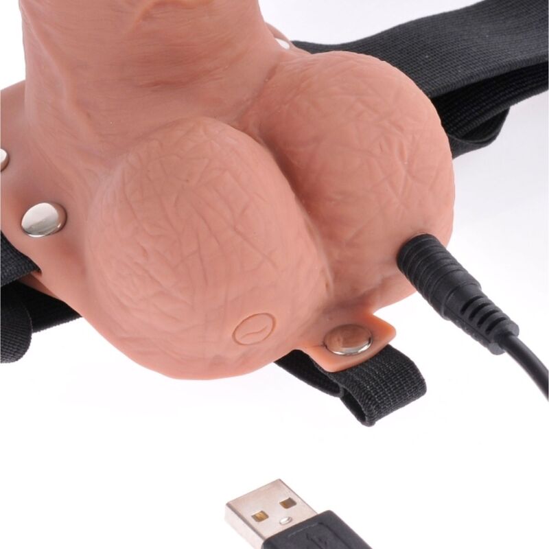 Gaine à Pénis Creuse Réaliste Vibrante Harnais Réglable 17,8 cm - Fetish Fantasy