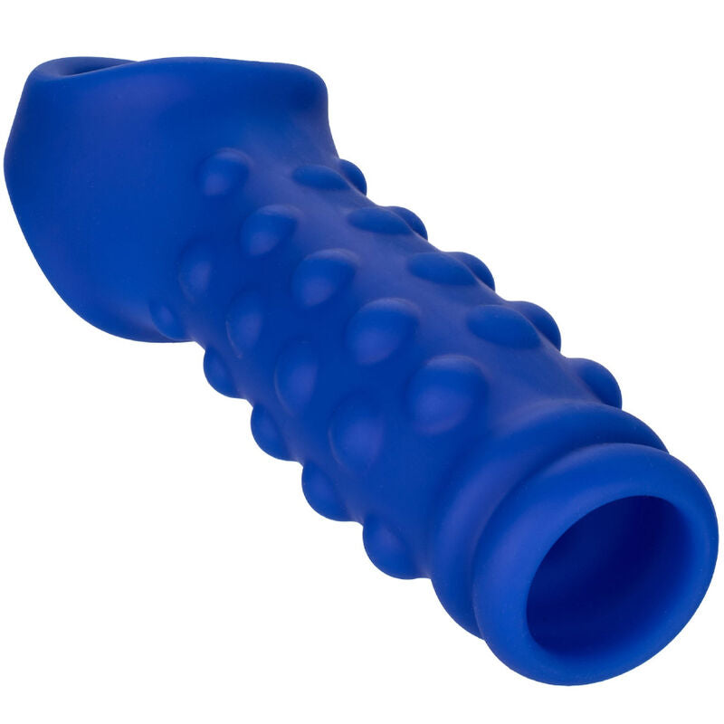 Gaine à Pénis Texturée Admiral Perles Silicone Extensible Bleu - CalExotics