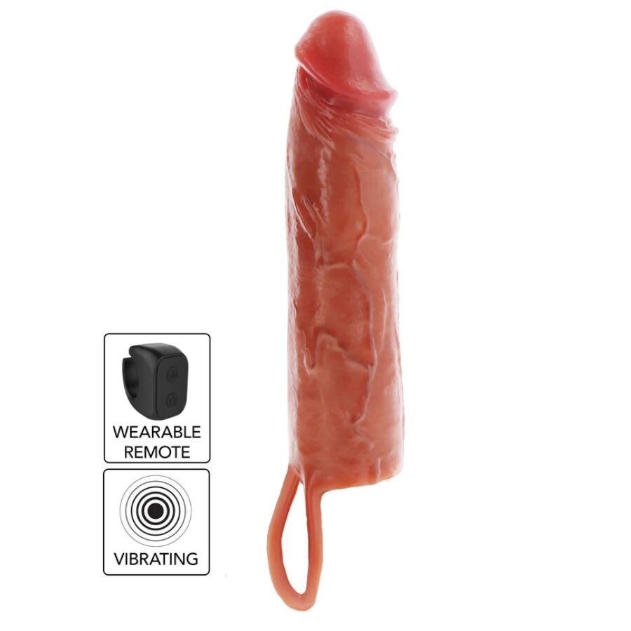 Gaine à Pénis Vibrante Silicone Hydratant Caramel - Get Real