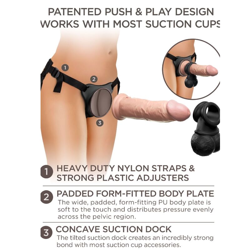 Gode Ceinture Elite Kit Harnais Réglable Anneau Testicules 20,3 cm - King Cock
