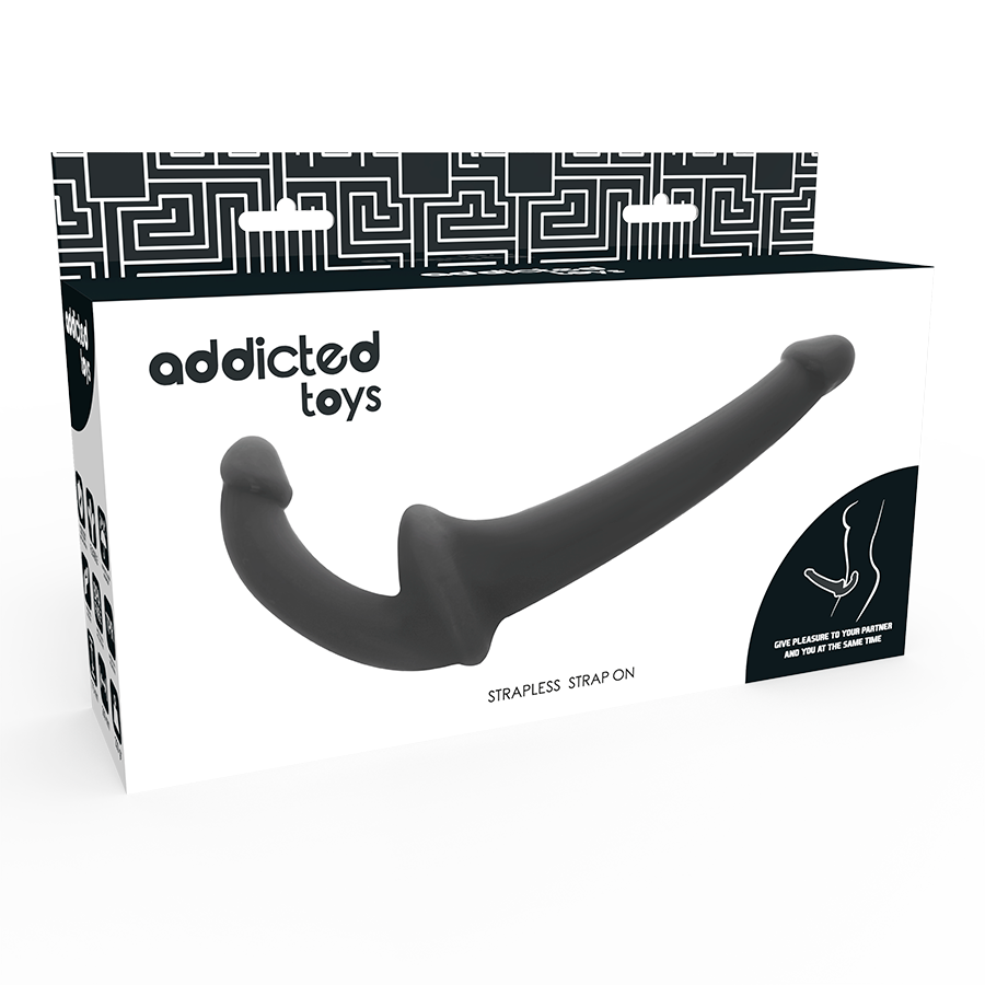 Gode Double Sans Harnais Stimulation Point G Silicone Noir - Addicted Toys